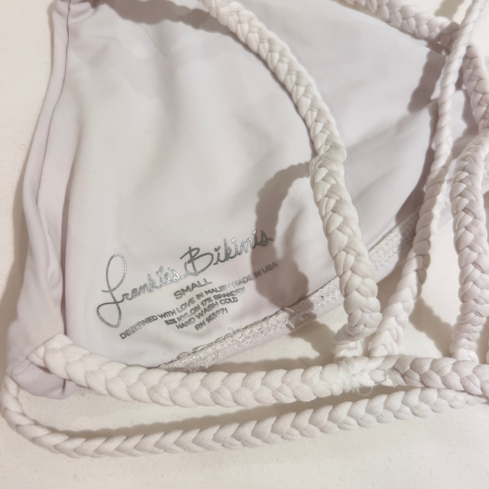 Frankies Bikinis White Braided Strap Triangle Bikini Top Small - Picture 4 of 4